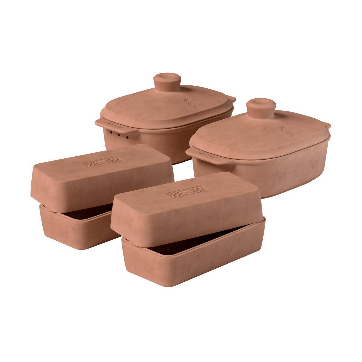 myromy Manufaktur-Set Home Signature mit Kochkeramik aus Westerwälder Ton für Küche, Ofen und Grill