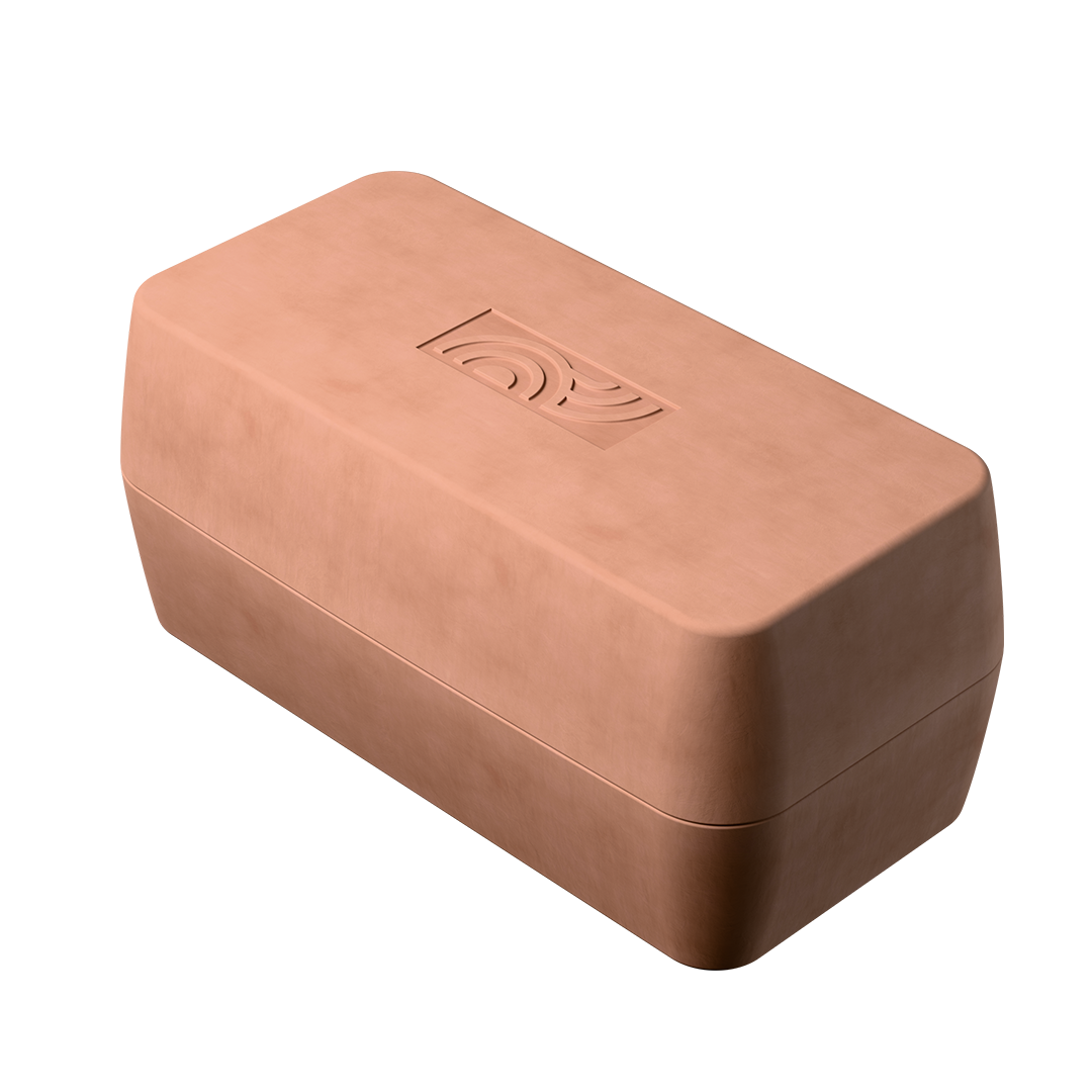 Der myromy Brick geschlossen als Backstein oder kleiner räter nutzbaer, von schräg oben