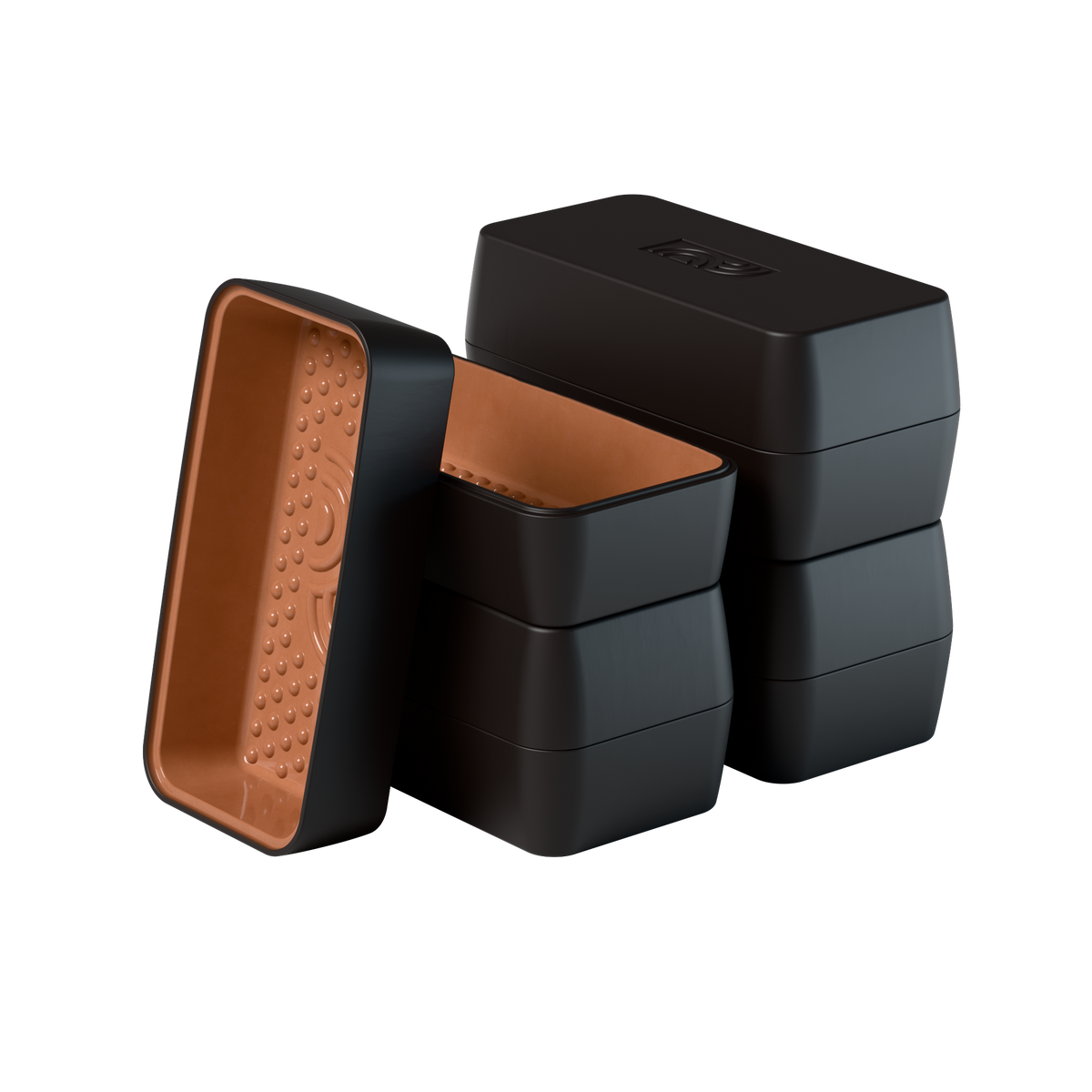 myromy Brick BBQ 4er-Set Coffee – Keramik-Bricks aus Westerwälder Ton