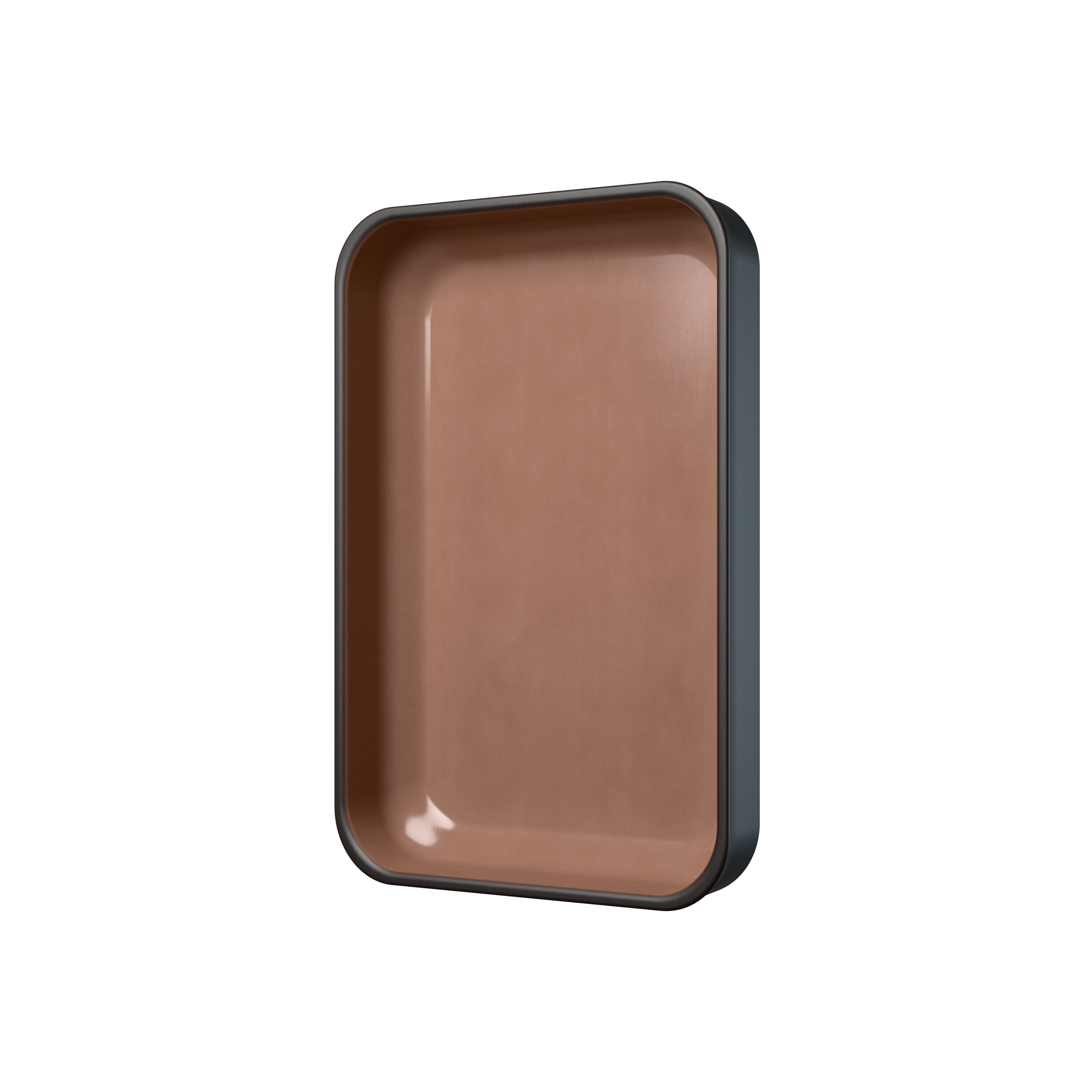 Schwarze myromy Plancha Classic als Auflaufform oder Grillplatte aus Keramik mit glasiertem Innenraum in hochkant dargestellter Innenansicht