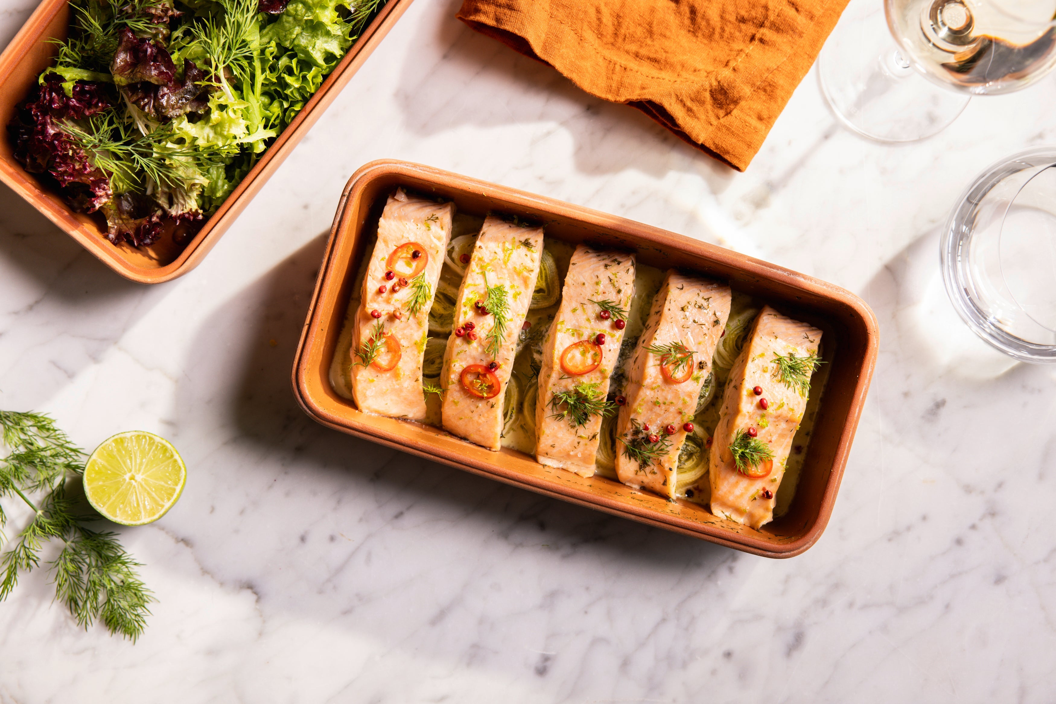 Gedämpfte Lachstranchen