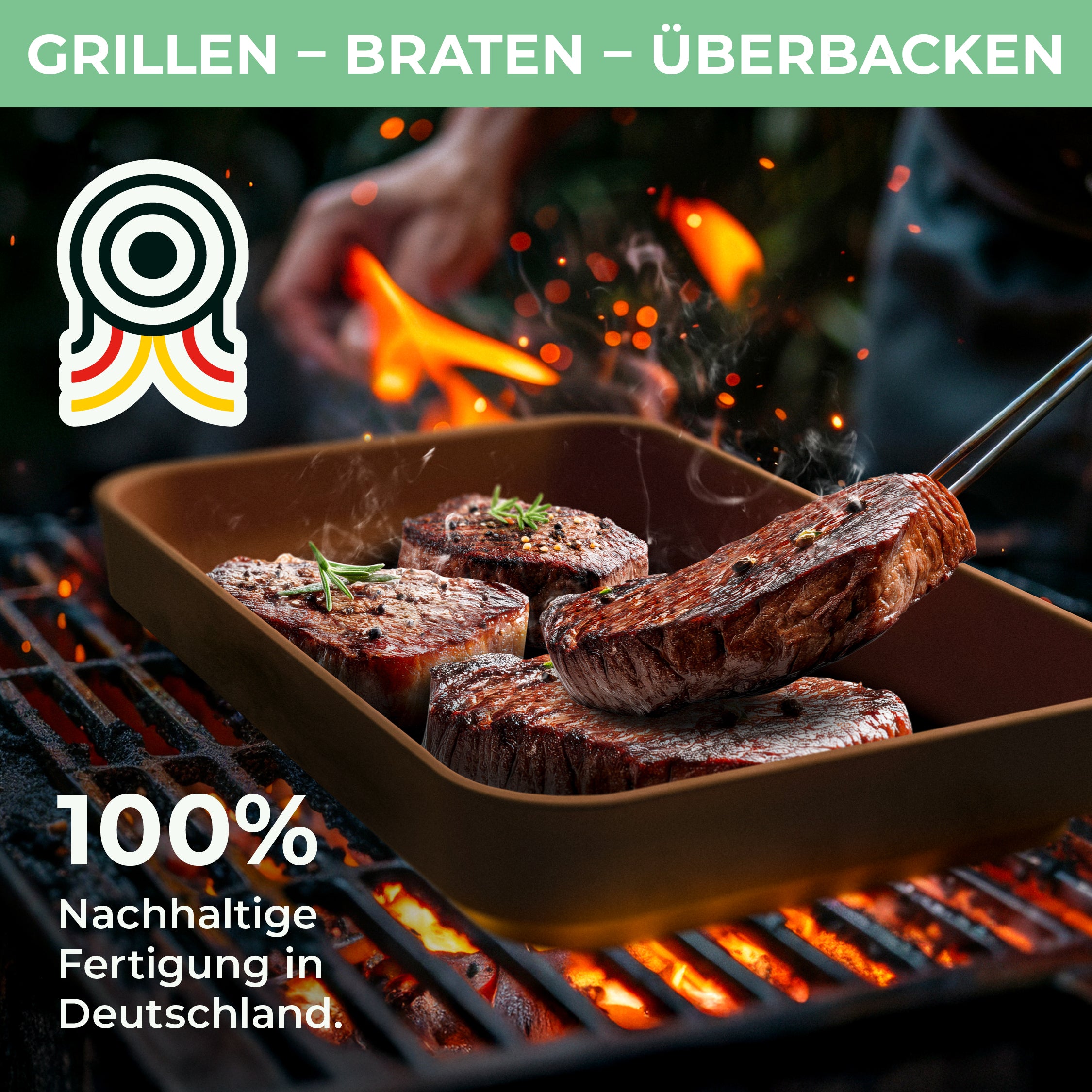 myromy BBQ Plancha – feuerfeste Grillschale für Gasgrill, Ofen und Feuer