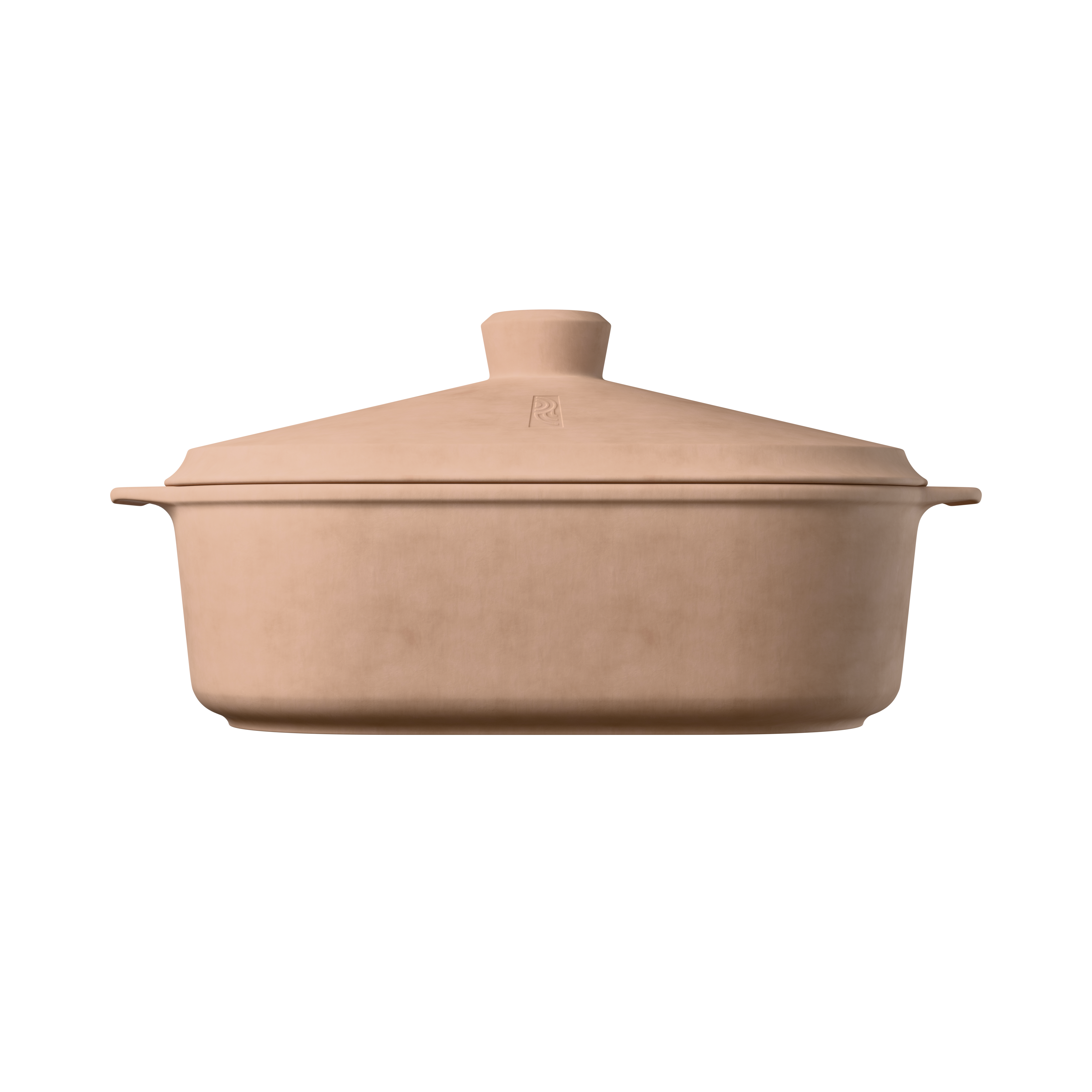 Freigestellter myromy Keramik Bräter als hochwertiges Keramikkochgeschirr Seitenansicht