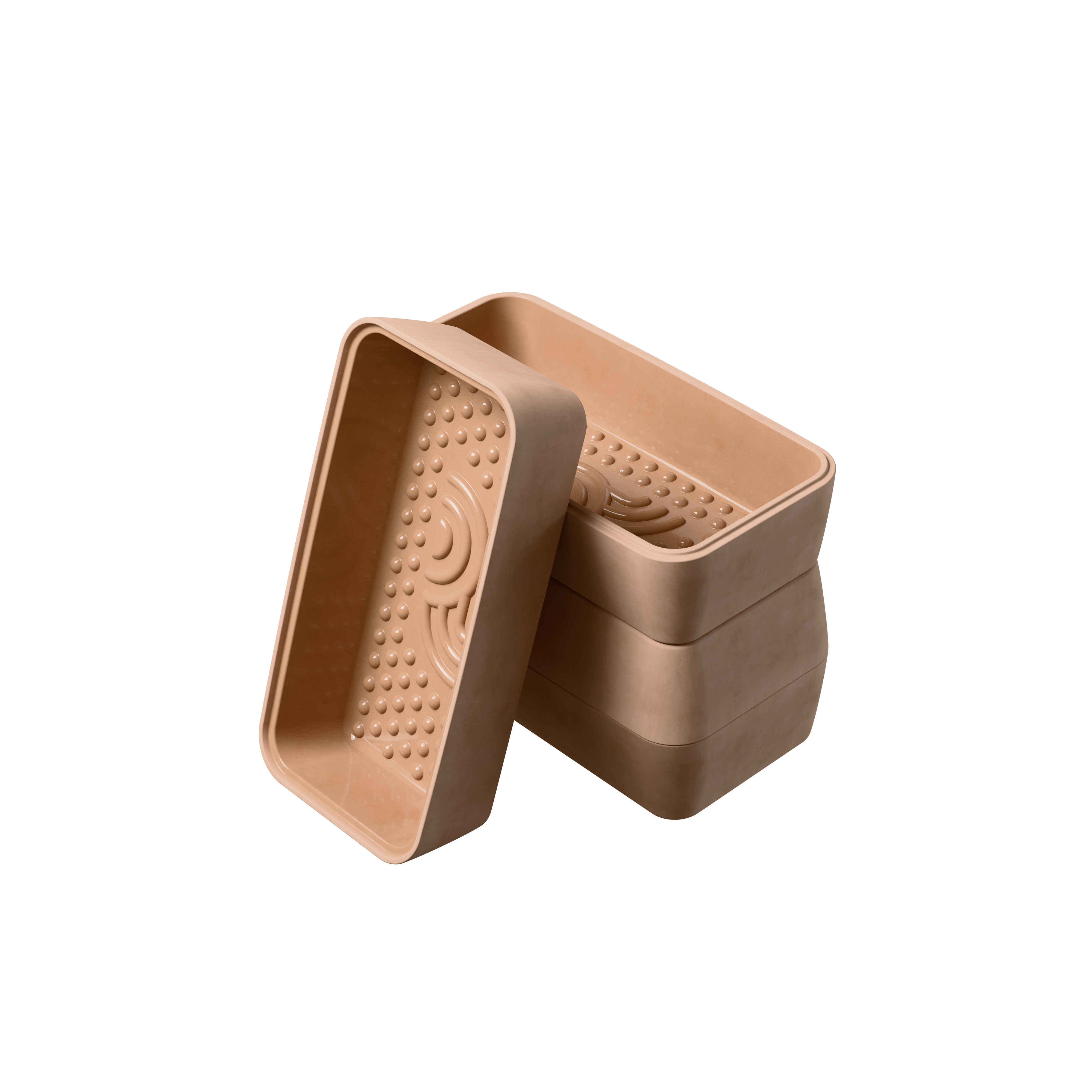 Zwei myromy bricks bzw Backsteine in der BBQ Edition, einer davon offen mit den Aromanoppen innen