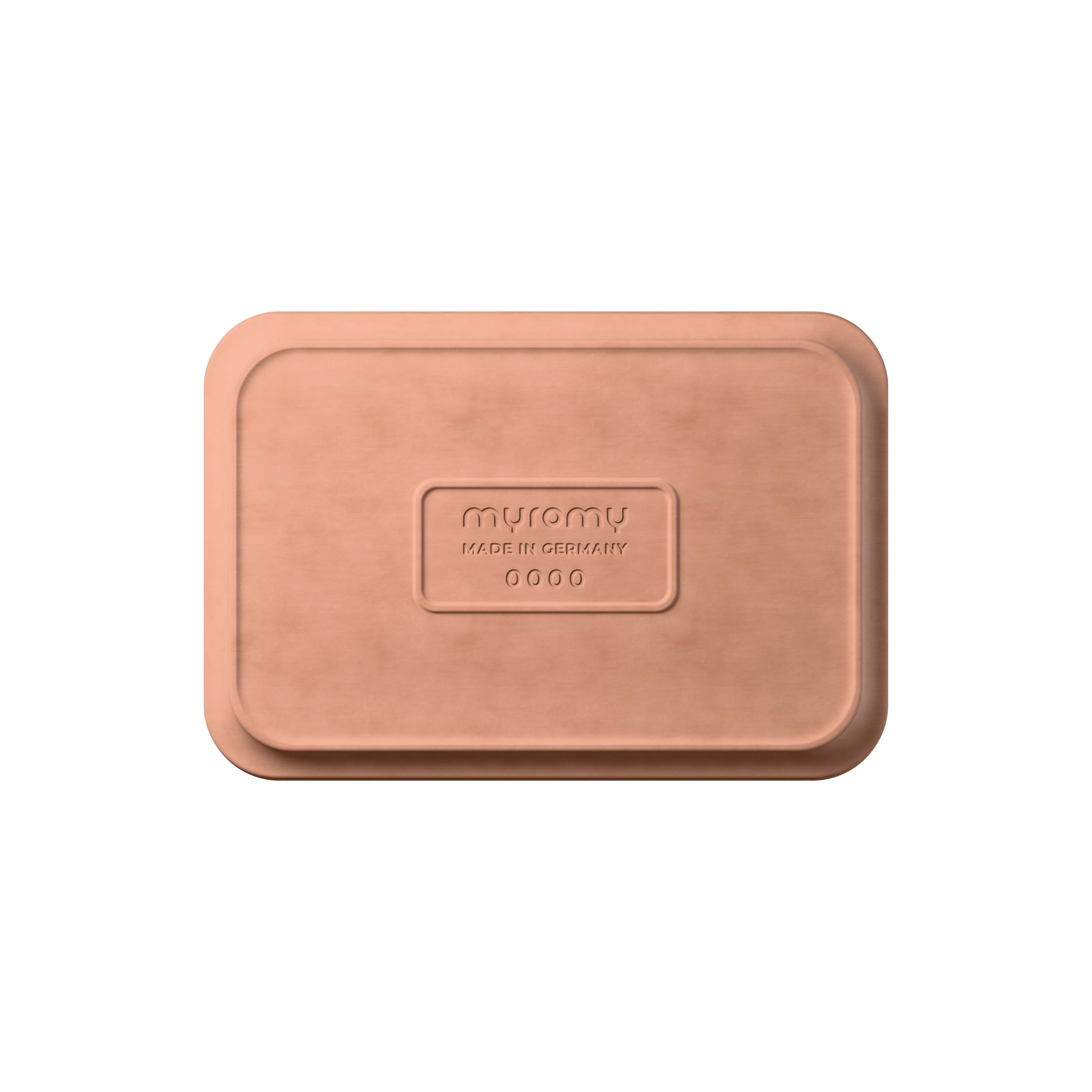 Bodenansicht der myromy Plancha Classic Keramik-Auflaufform mit eingeprägtem Logo und der Kennzeichnung Made in Germany
