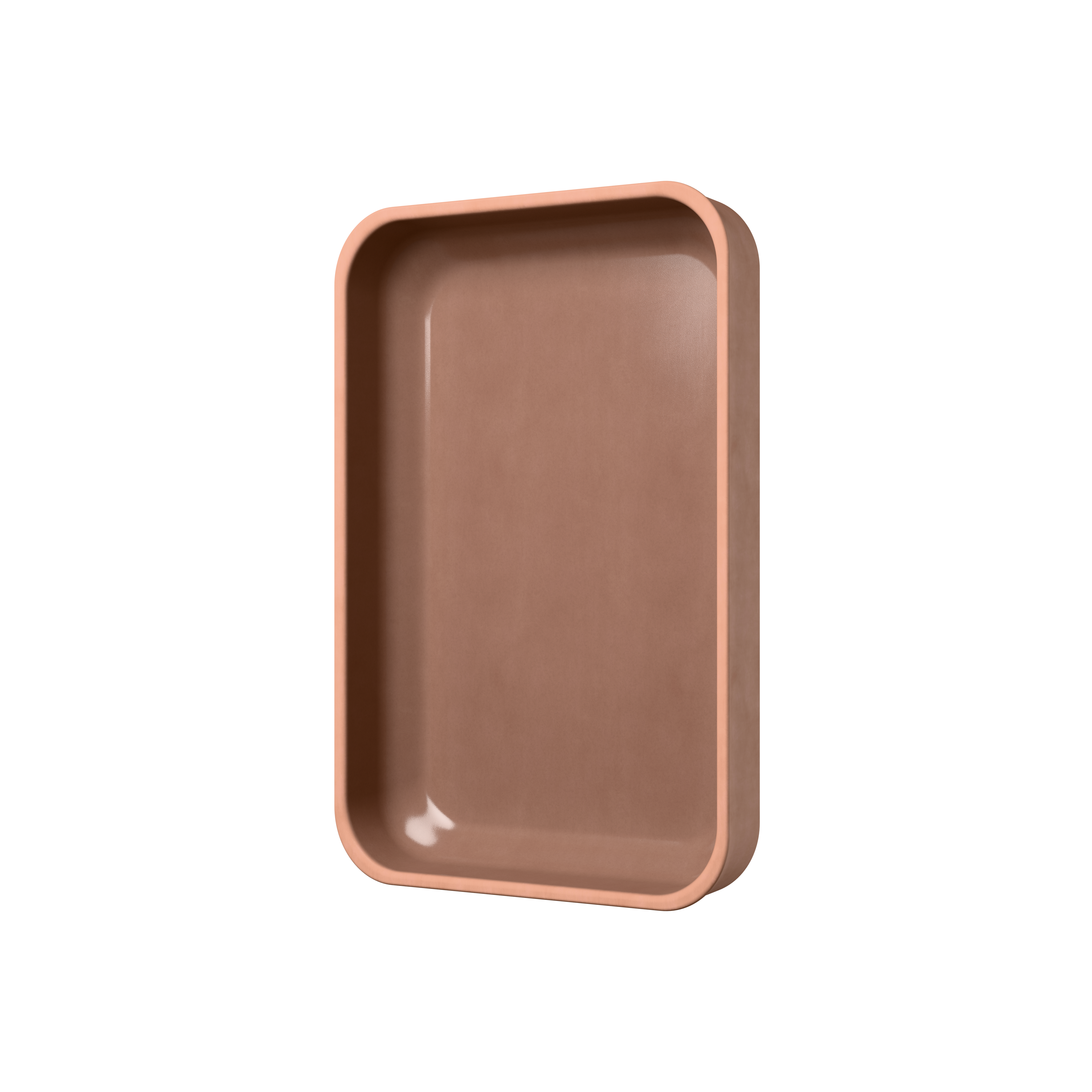 Leere myromy Plancha Classic aus Keramik als Auflaufform und Backform mit glasierter Innenfläche in schräger Hochkantansicht