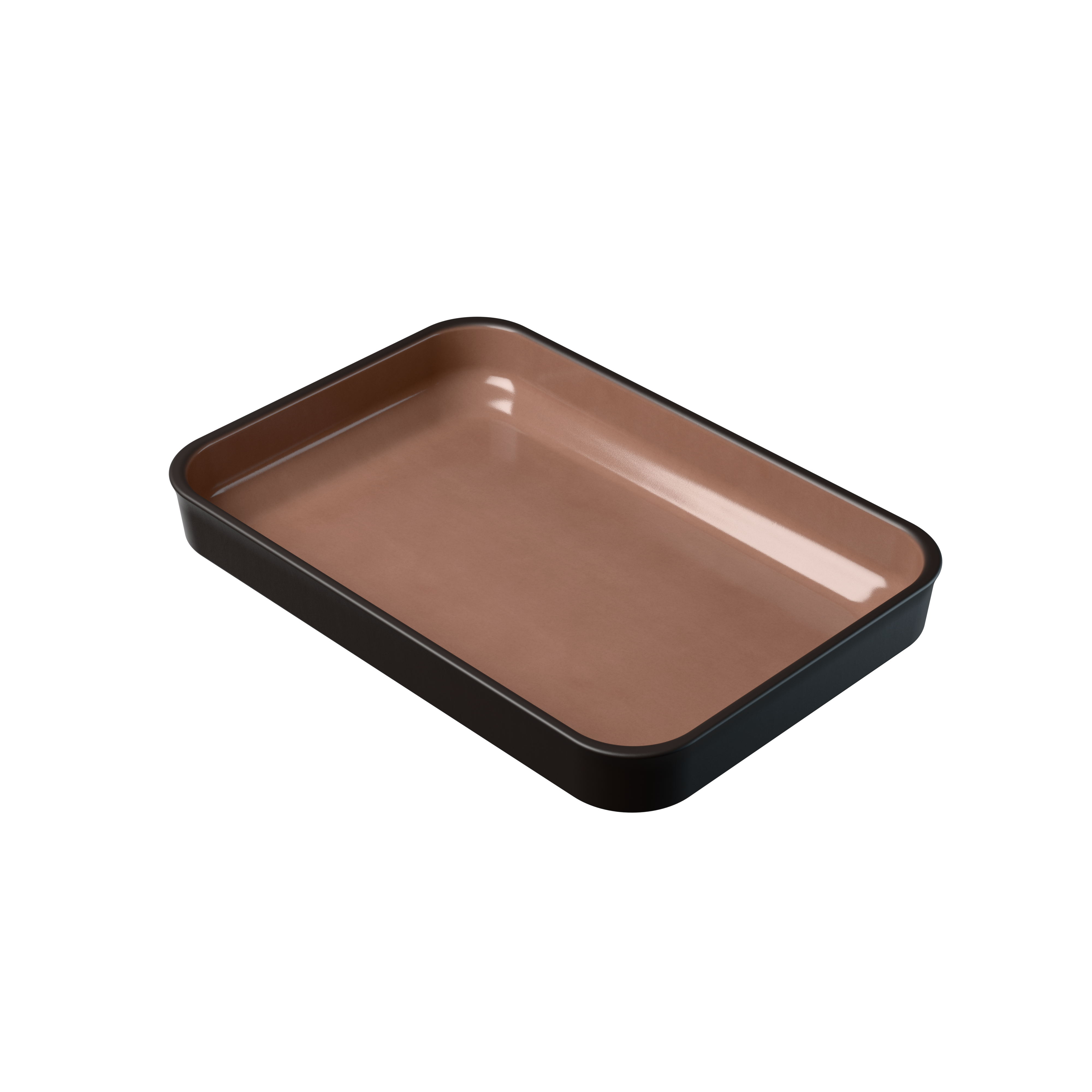 Schwarze myromy Plancha Classic als Auflaufform aus Keramik mit glasiertem Innenraum aus schräger Draufsicht